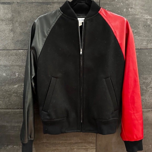 Comme Des Garcons Shirt Faux Leather Sleeves  Bomber Jacket size S - Picture 1 of 11